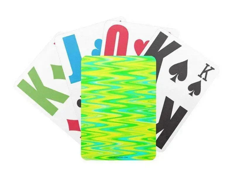 Playing Cards-WAVY #1 Premium Bicycle® E-Z See® LoVision® Playing Cards for visually impaired players-Greens & Yellows & Light Blues-from COLORADDICTED.COM-