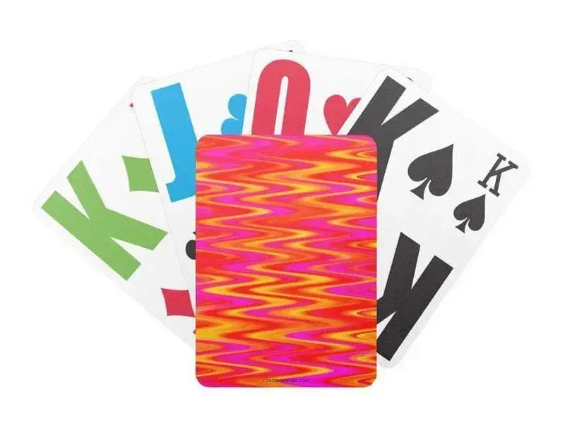 Playing Cards-WAVY #1 Premium Bicycle® E-Z See® LoVision® Playing Cards for visually impaired players-Reds & Oranges & Yellows & Fuchsias-from COLORADDICTED.COM-