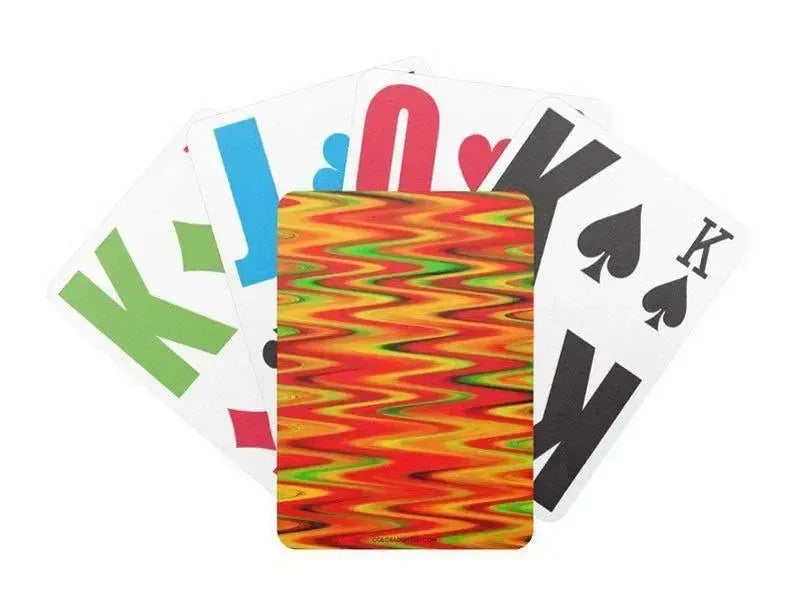 Playing Cards-WAVY #1 Premium Bicycle® E-Z See® LoVision® Playing Cards for visually impaired players-Reds & Oranges & Yellows & Greens-from COLORADDICTED.COM-