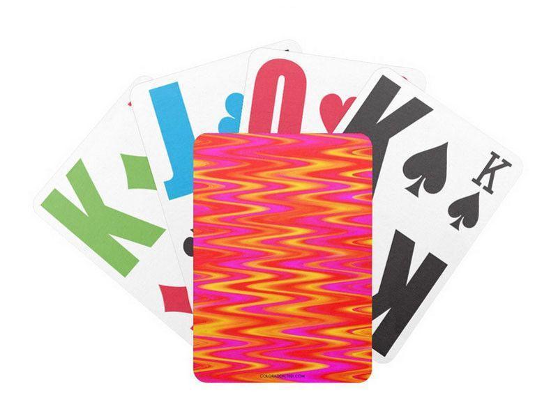 Playing Cards-WAVY #1 Premium Bicycle® E-Z See® LoVision® Playing Cards for visually impaired players-Reds &amp; Oranges &amp; Yellows &amp; Fuchsias-from COLORADDICTED.COM-