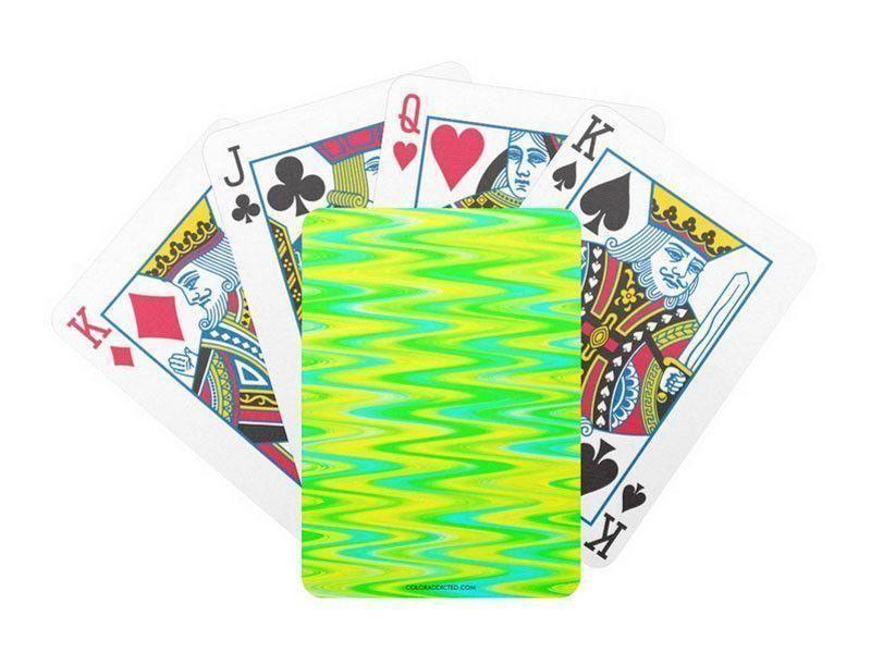 Playing Cards-WAVY #1 Premium Bicycle® Playing Cards-Greens &amp; Yellows &amp; Light Blues-from COLORADDICTED.COM-