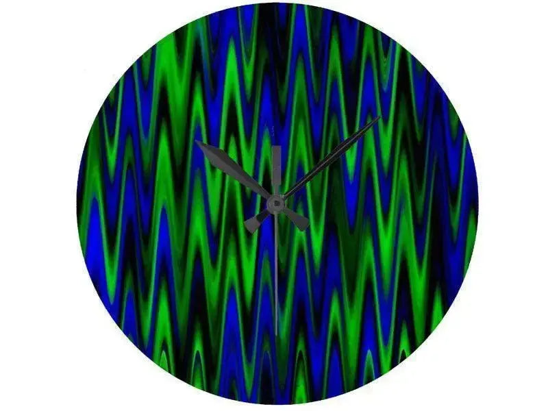 Wall Clocks-WAVY #1 Round Wall Clocks-Blues & Greens-from COLORADDICTED.COM-