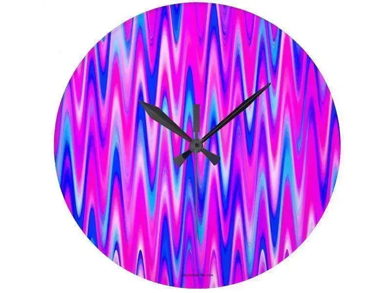 Wall Clocks-WAVY #1 Round Wall Clocks-Blues, Purples & Fuchsias-from COLORADDICTED.COM-