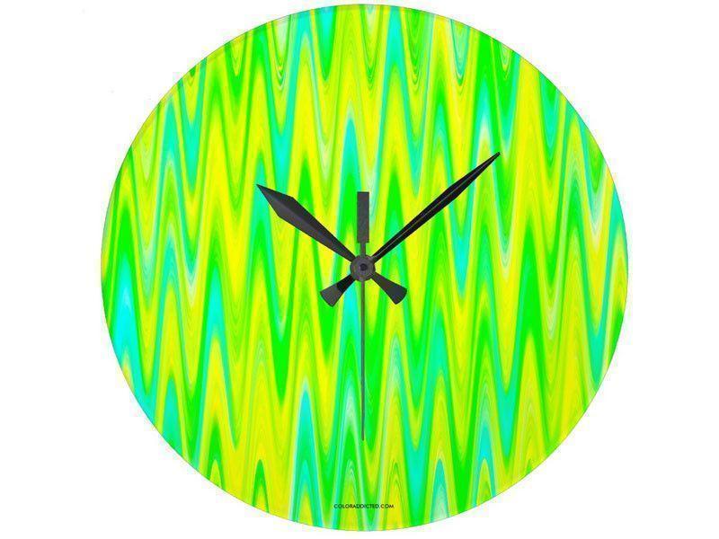 Wall Clocks-WAVY #1 Round Wall Clocks-Greens, Yellows &amp; Light Blues-from COLORADDICTED.COM-