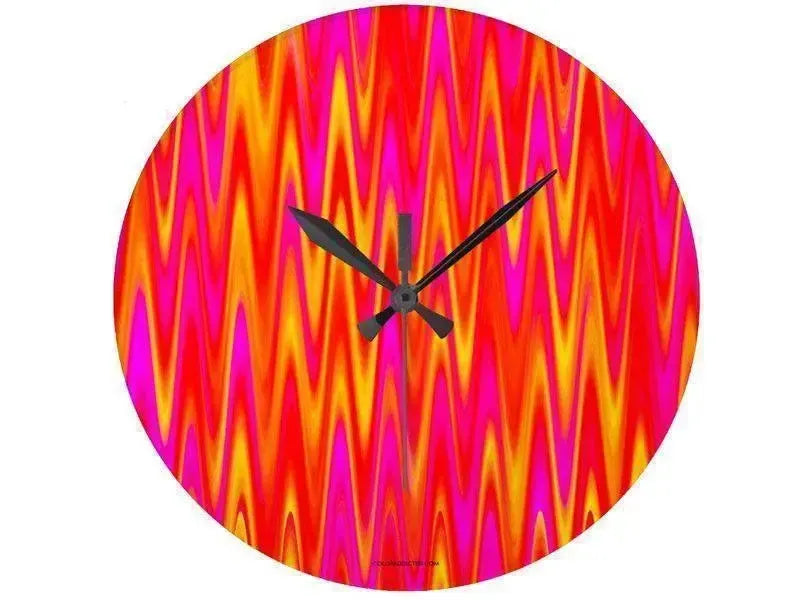 Wall Clocks-WAVY #1 Round Wall Clocks-Reds, Oranges, Yellows & Fuchsias-from COLORADDICTED.COM-