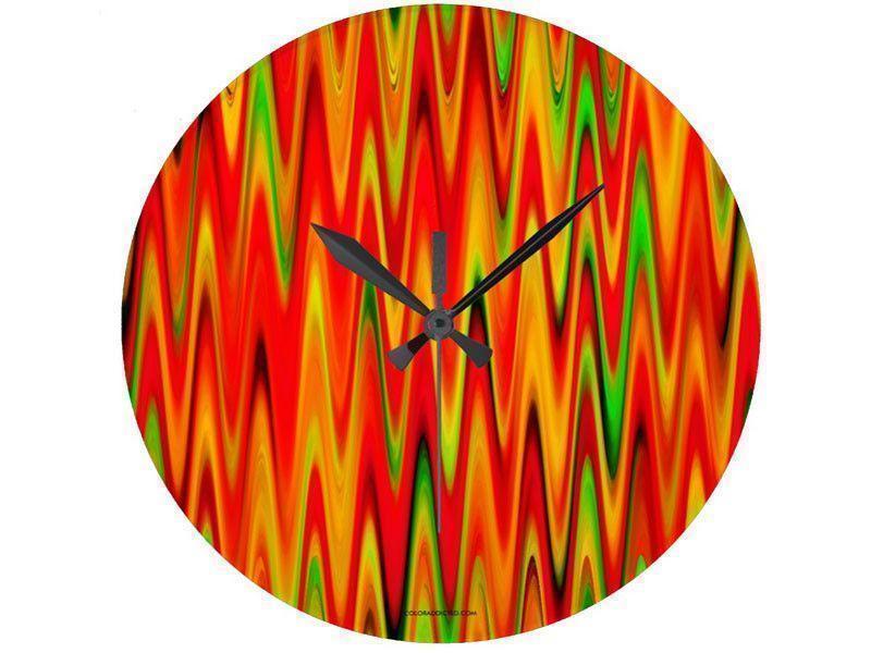 Wall Clocks-WAVY #1 Round Wall Clocks-Reds, Oranges, Yellows &amp; Greens-from COLORADDICTED.COM-