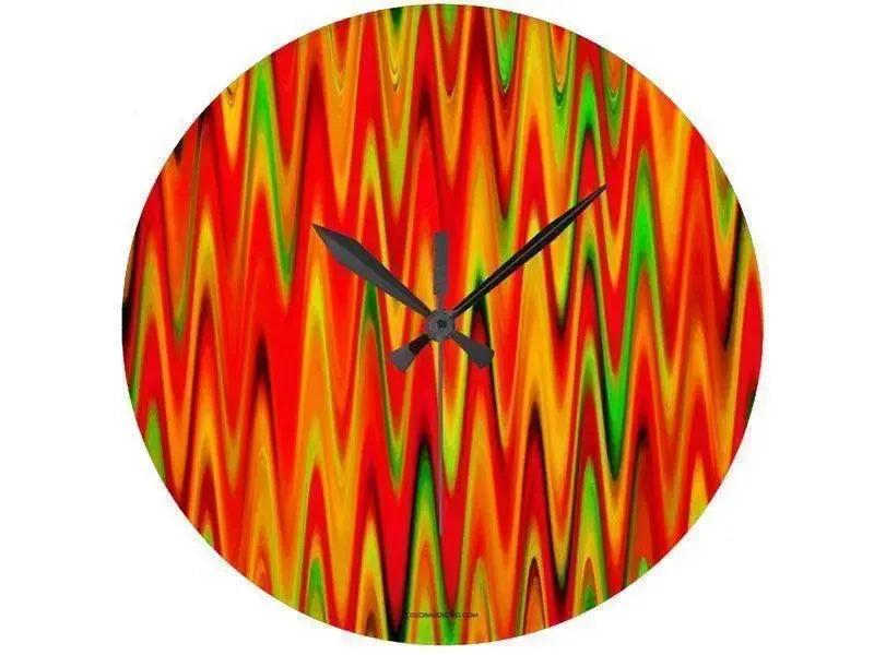 Wall Clocks-WAVY #1 Round Wall Clocks-Reds, Oranges, Yellows & Greens-from COLORADDICTED.COM-