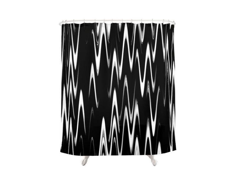 Shower Curtains-WAVY #1 Shower Curtains-Black &amp; White-from COLORADDICTED.COM-