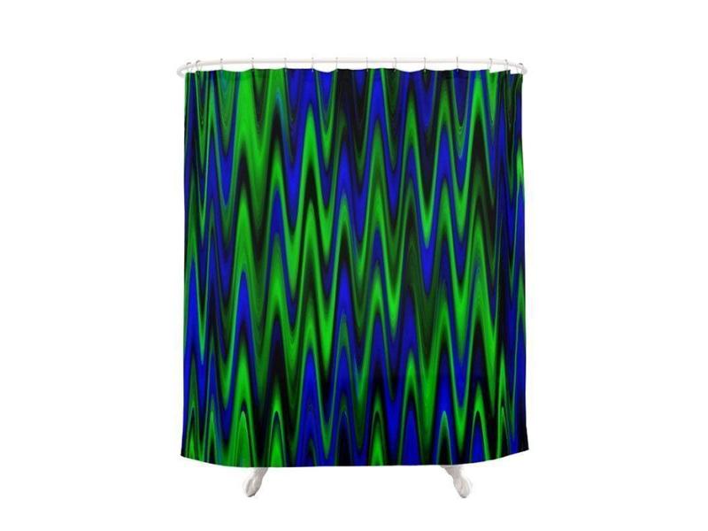 Shower Curtains-WAVY #1 Shower Curtains-Blues &amp; Greens-from COLORADDICTED.COM-