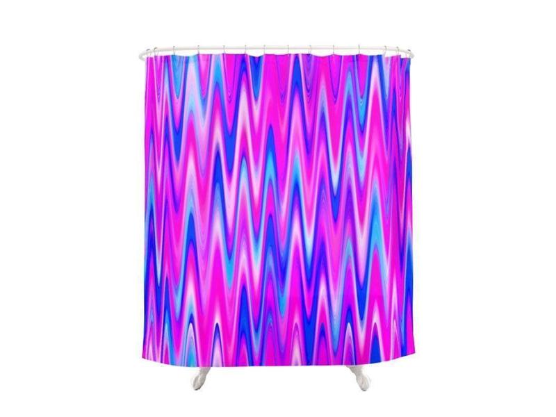 Shower Curtains-WAVY #1 Shower Curtains-Blues, Purples &amp; Fuchsias-from COLORADDICTED.COM-