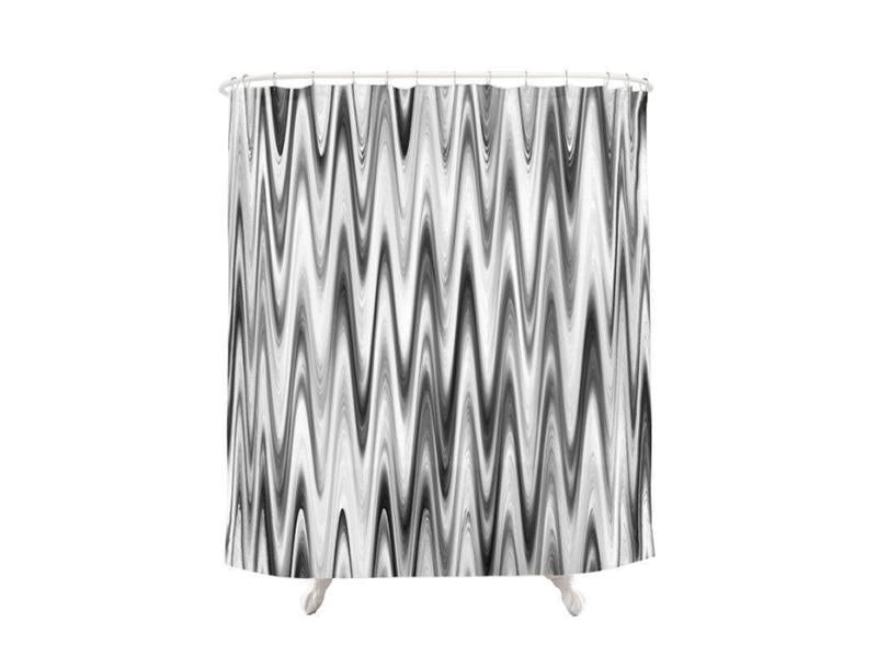 Shower Curtains-WAVY #1 Shower Curtains-Grays &amp; White-from COLORADDICTED.COM-