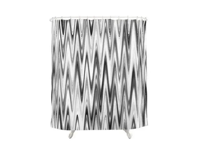 Shower Curtains-WAVY #1 Shower Curtains-Grays & White-from COLORADDICTED.COM-