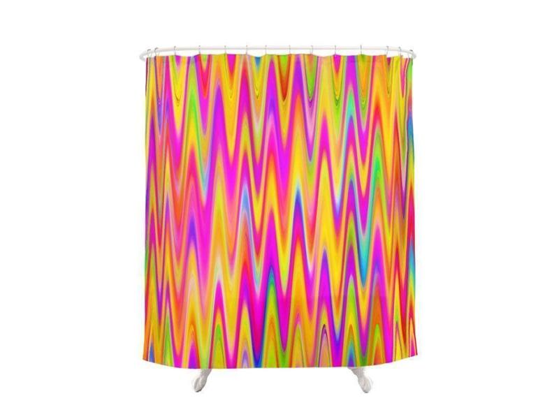 Shower Curtains-WAVY #1 Shower Curtains-Multicolor Light-from COLORADDICTED.COM-