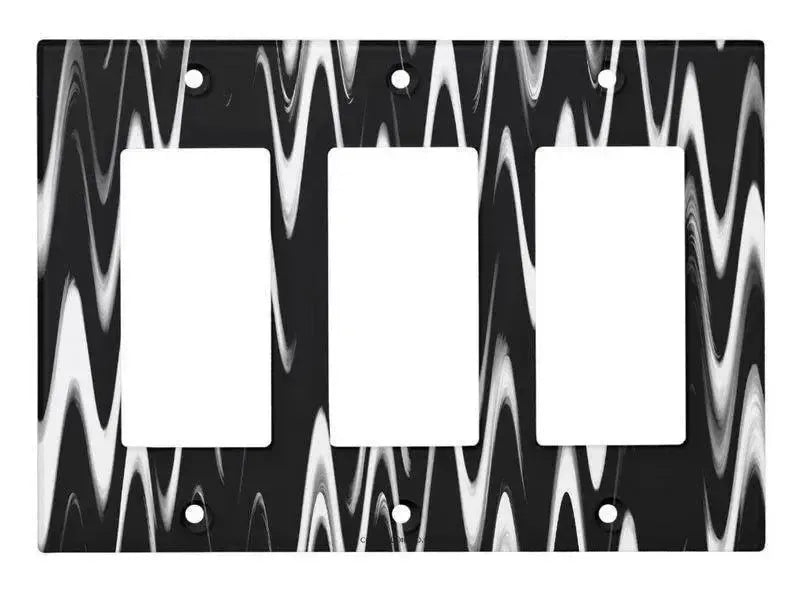 Rocker Light Switch Covers-WAVY #1 Single, Double & Triple-Rocker Light Switch Covers-Black & White-from COLORADDICTED.COM-