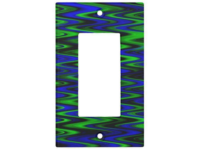 Light Switch Covers-WAVY #1 Single, Double &amp; Triple-Rocker Light Switch Covers-Blues &amp; Greens-from COLORADDICTED.COM-