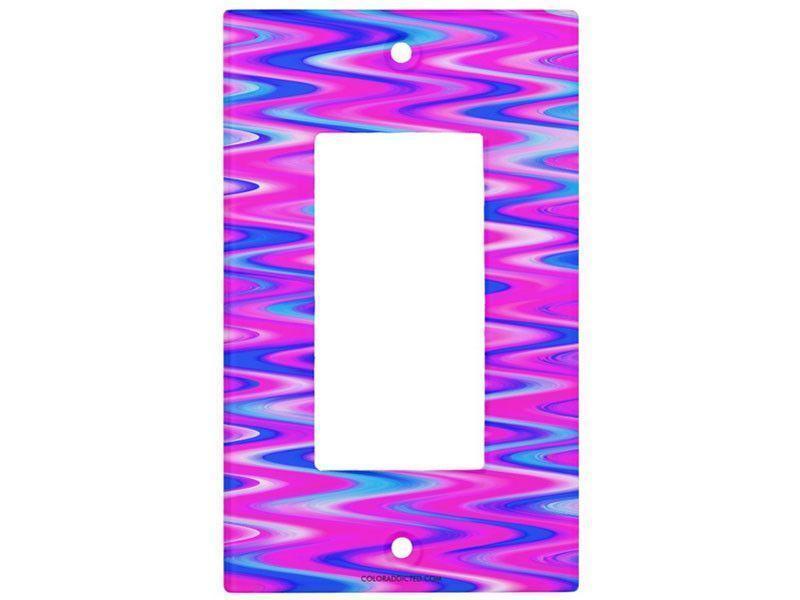 Light Switch Covers-WAVY #1 Single, Double &amp; Triple-Rocker Light Switch Covers-Blues &amp; Purples &amp; Fuchsias-from COLORADDICTED.COM-