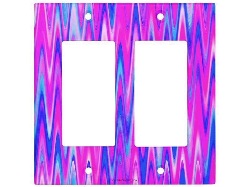 Light Switch Covers-WAVY #1 Single, Double &amp; Triple-Rocker Light Switch Covers-Blues &amp; Purples &amp; Fuchsias-from COLORADDICTED.COM-