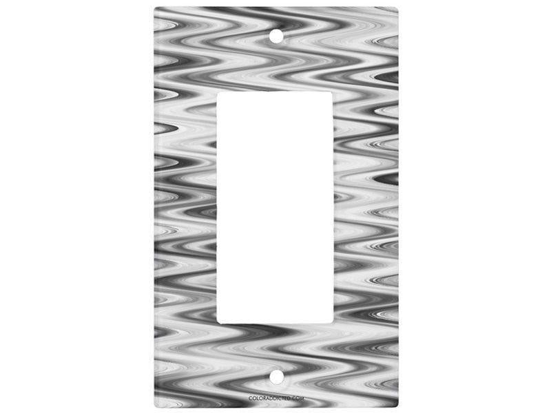 Light Switch Covers-WAVY #1 Single, Double &amp; Triple-Rocker Light Switch Covers-Grays &amp; White-from COLORADDICTED.COM-
