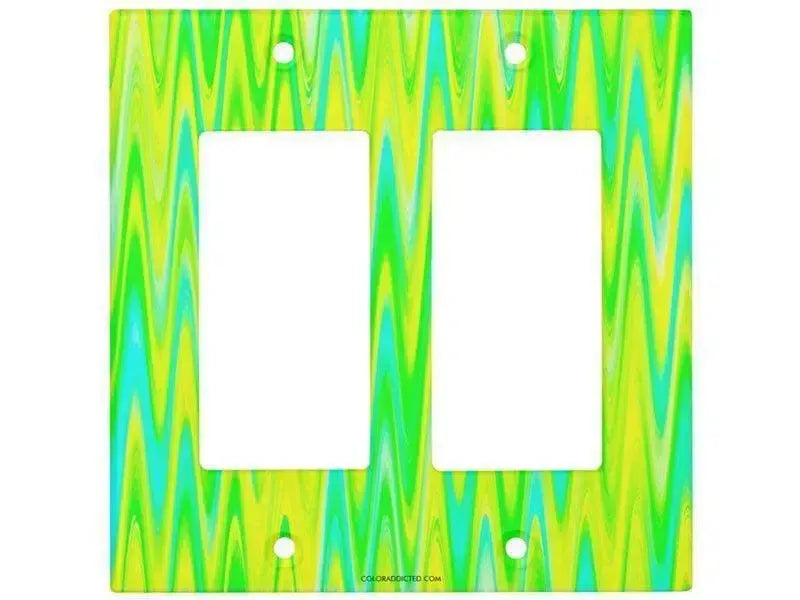 Rocker Light Switch Covers-WAVY #1 Single, Double & Triple-Rocker Light Switch Covers-Greens & Yellows & Light Blues-from COLORADDICTED.COM-