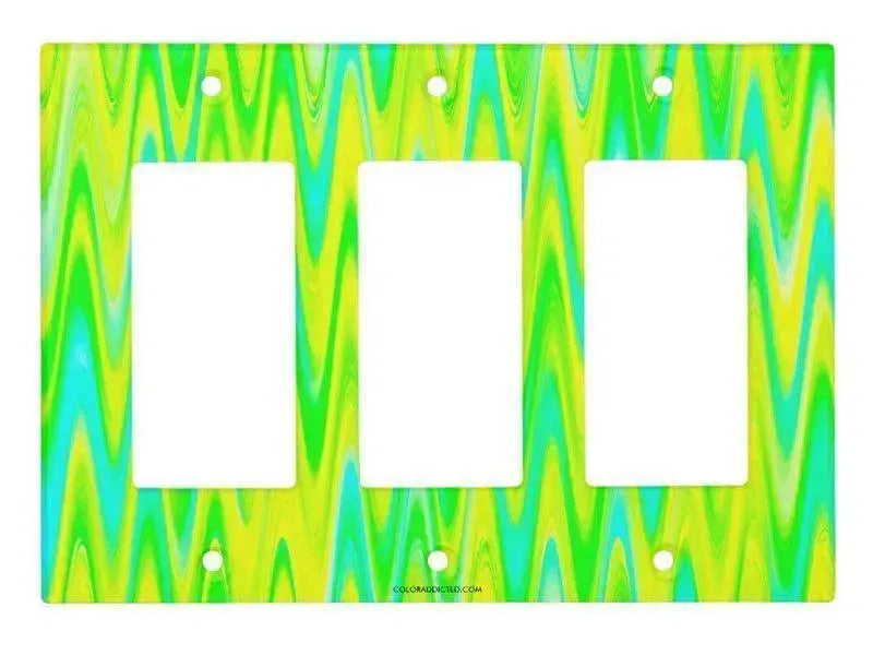 Rocker Light Switch Covers-WAVY #1 Single, Double & Triple-Rocker Light Switch Covers-Greens & Yellows & Light Blues-from COLORADDICTED.COM-