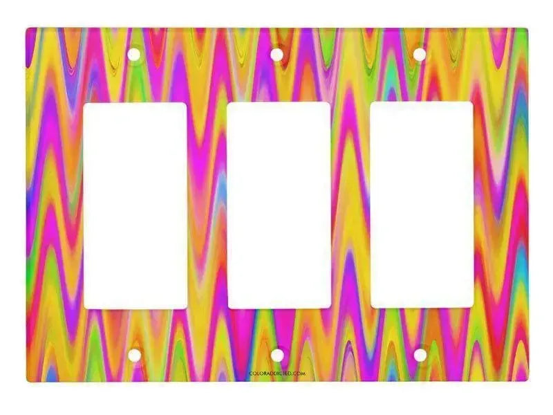 Rocker Light Switch Covers-WAVY #1 Single, Double & Triple-Rocker Light Switch Covers-Multicolor Light-from COLORADDICTED.COM-