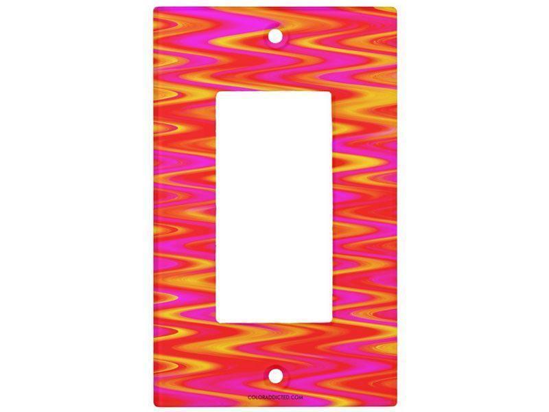 Light Switch Covers-WAVY #1 Single, Double &amp; Triple-Rocker Light Switch Covers-Reds &amp; Oranges &amp; Yellows &amp; Fuchsias-from COLORADDICTED.COM-