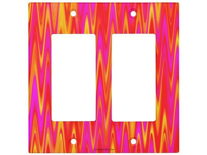 Light Switch Covers-WAVY #1 Single, Double &amp; Triple-Rocker Light Switch Covers-Reds &amp; Oranges &amp; Yellows &amp; Fuchsias-from COLORADDICTED.COM-