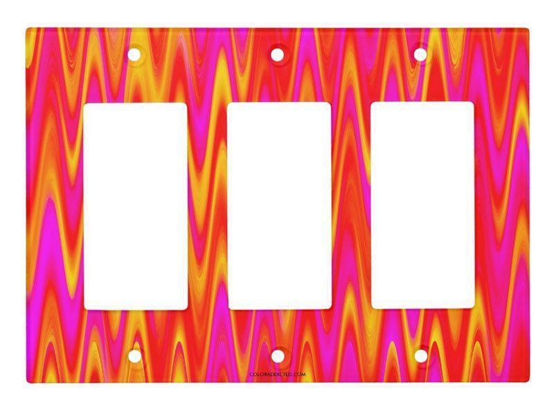 Rocker Light Switch Covers-WAVY #1 Single, Double &amp; Triple-Rocker Light Switch Covers-Reds &amp; Oranges &amp; Yellows &amp; Fuchsias-from COLORADDICTED.COM-