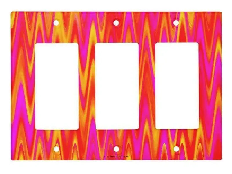 Rocker Light Switch Covers-WAVY #1 Single, Double & Triple-Rocker Light Switch Covers-Reds & Oranges & Yellows & Fuchsias-from COLORADDICTED.COM-