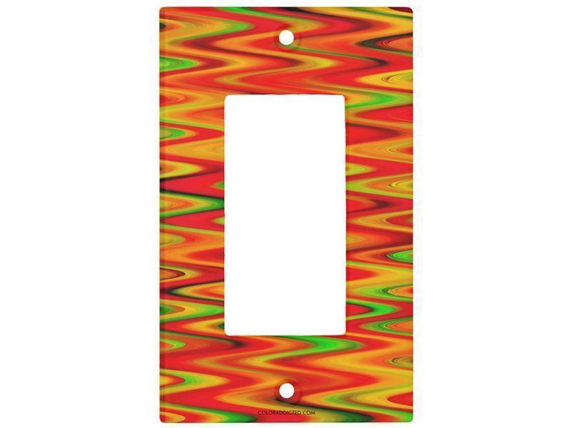 Light Switch Covers-WAVY #1 Single, Double &amp; Triple-Rocker Light Switch Covers-Reds &amp; Oranges &amp; Yellows &amp; Greens-from COLORADDICTED.COM-