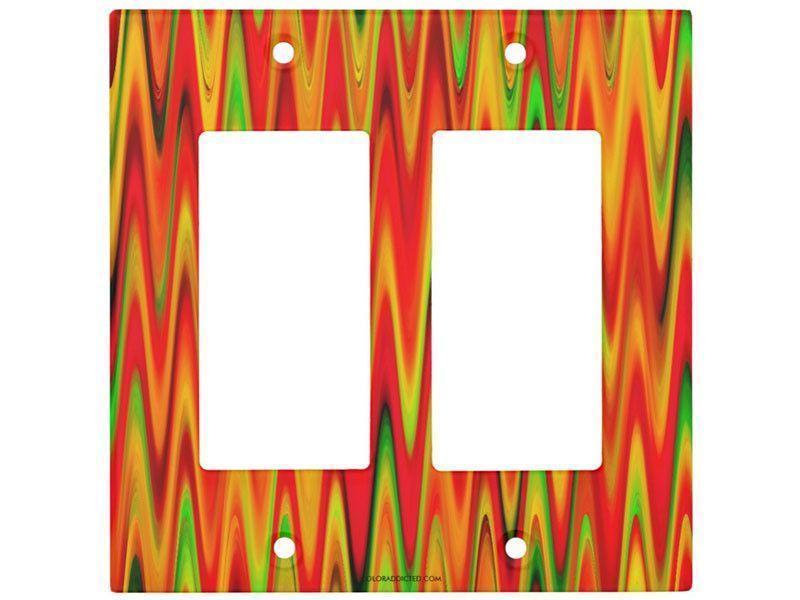 Light Switch Covers-WAVY #1 Single, Double &amp; Triple-Rocker Light Switch Covers-Reds &amp; Oranges &amp; Yellows &amp; Greens-from COLORADDICTED.COM-