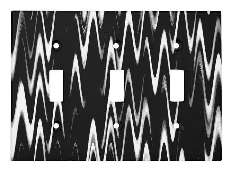 Toggle Light Switch Covers-WAVY #1 Single, Double & Triple-Toggle Light Switch Covers-Black & White-from COLORADDICTED.COM-