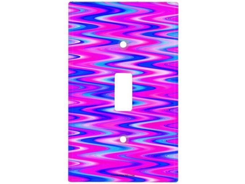 Light Switch Covers-WAVY #1 Single, Double &amp; Triple-Toggle Light Switch Covers-Blues &amp; Purples &amp; Fuchsias-from COLORADDICTED.COM-