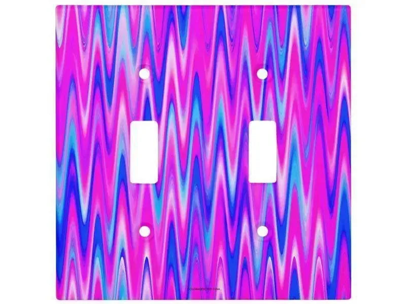Toggle Light Switch Covers-WAVY #1 Single, Double & Triple-Toggle Light Switch Covers-Blues & Purples & Fuchsias-from COLORADDICTED.COM-