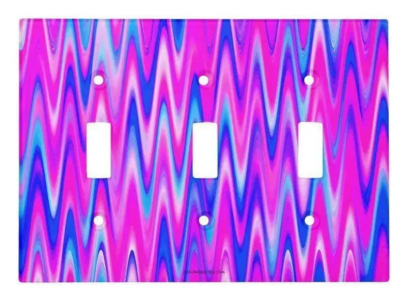 Toggle Light Switch Covers-WAVY #1 Single, Double & Triple-Toggle Light Switch Covers-Blues & Purples & Fuchsias-from COLORADDICTED.COM-