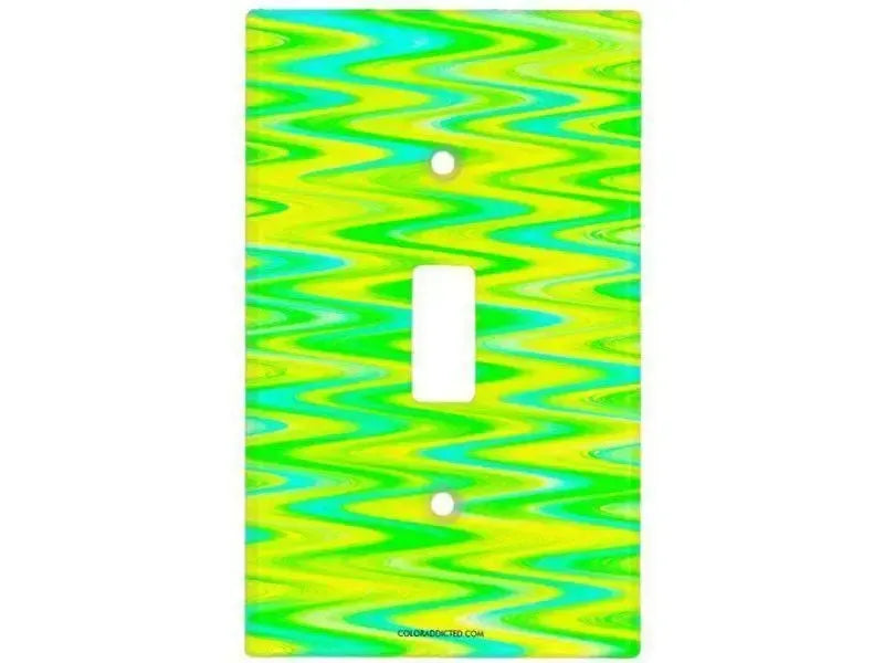 Toggle Light Switch Covers-WAVY #1 Single, Double & Triple-Toggle Light Switch Covers-Greens & Yellows & Light Blues-from COLORADDICTED.COM-