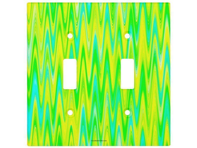 Light Switch Covers-WAVY #1 Single, Double &amp; Triple-Toggle Light Switch Covers-Greens &amp; Yellows &amp; Light Blues-from COLORADDICTED.COM-