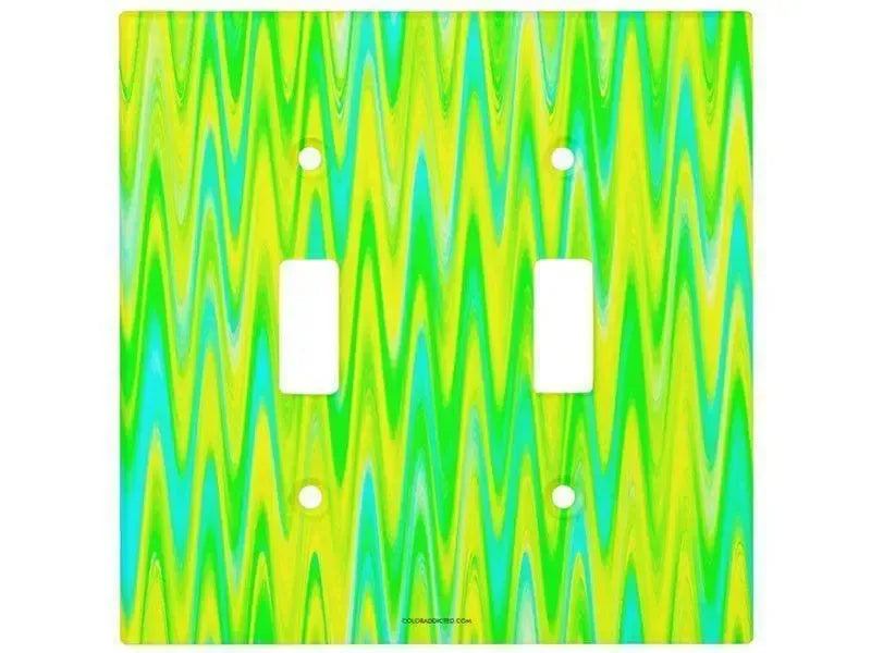 Toggle Light Switch Covers-WAVY #1 Single, Double & Triple-Toggle Light Switch Covers-Greens & Yellows & Light Blues-from COLORADDICTED.COM-
