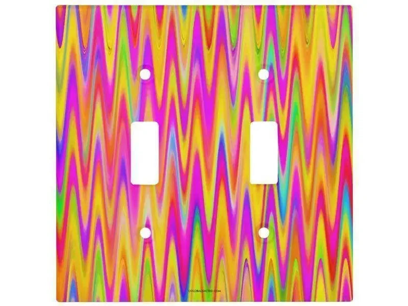 Toggle Light Switch Covers-WAVY #1 Single, Double & Triple-Toggle Light Switch Covers-Multicolor Light-from COLORADDICTED.COM-