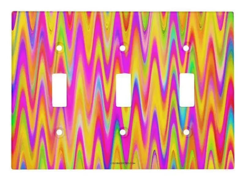 Toggle Light Switch Covers-WAVY #1 Single, Double & Triple-Toggle Light Switch Covers-Multicolor Light-from COLORADDICTED.COM-