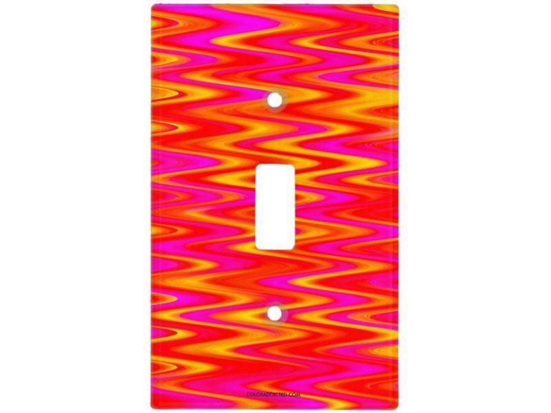 Light Switch Covers-WAVY #1 Single, Double &amp; Triple-Toggle Light Switch Covers-Reds &amp; Oranges &amp; Yellows &amp; Fuchsias-from COLORADDICTED.COM-