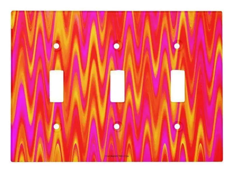 Toggle Light Switch Covers-WAVY #1 Single, Double & Triple-Toggle Light Switch Covers-Reds & Oranges & Yellows & Fuchsias-from COLORADDICTED.COM-