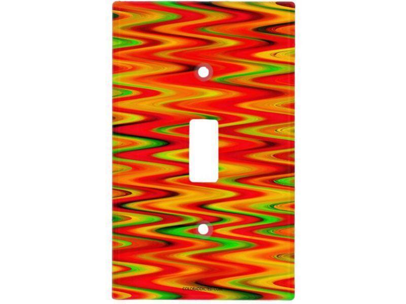 Light Switch Covers-WAVY #1 Single, Double &amp; Triple-Toggle Light Switch Covers-Reds &amp; Oranges &amp; Yellows &amp; Greens-from COLORADDICTED.COM-