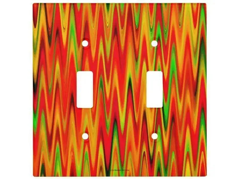 Toggle Light Switch Covers-WAVY #1 Single, Double & Triple-Toggle Light Switch Covers-Reds & Oranges & Yellows & Greens-from COLORADDICTED.COM-