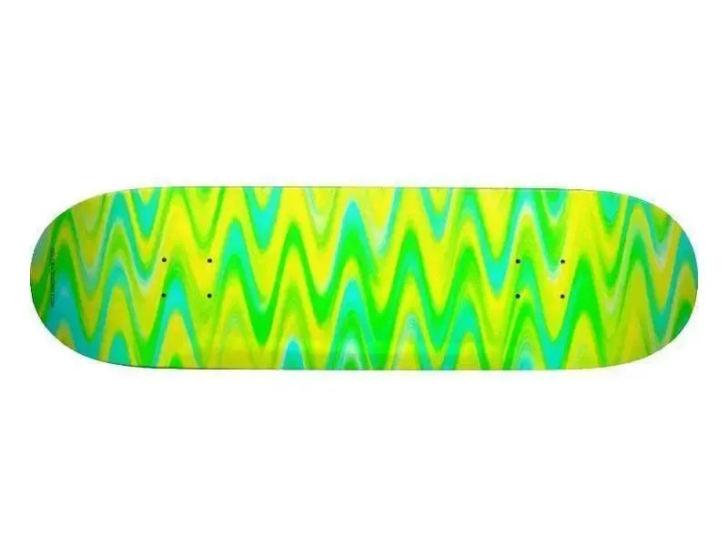 Skateboard Decks-WAVY #1 Skateboard Decks-Greens & Yellows & Light Blues-from COLORADDICTED.COM-