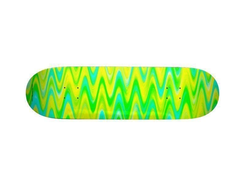 Skateboard Decks-WAVY #1 Skateboard Decks-Greens &amp; Yellows &amp; Light Blues-from COLORADDICTED.COM-