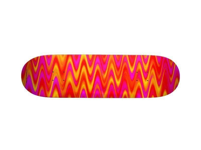 Skateboard Decks-WAVY #1 Skateboard Decks-Reds &amp; Oranges &amp; Yellows &amp; Fuchsias-from COLORADDICTED.COM-
