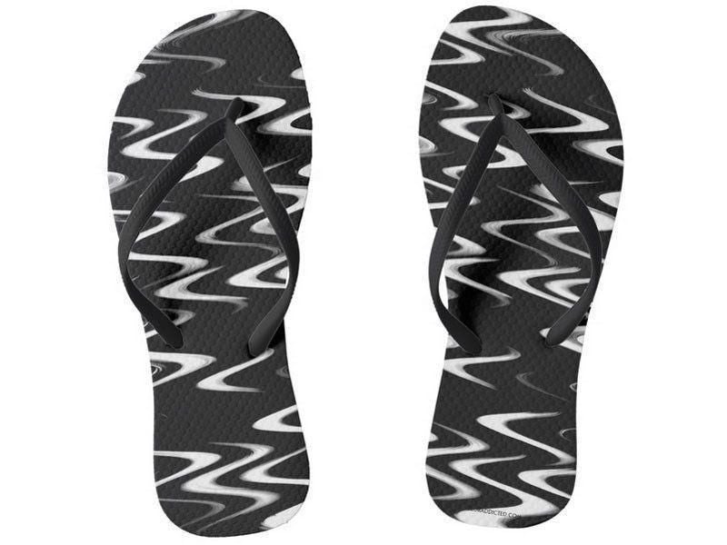 Flip Flops-WAVY #1 Slim-Strap Flip Flops-Black &amp; White-from COLORADDICTED.COM-