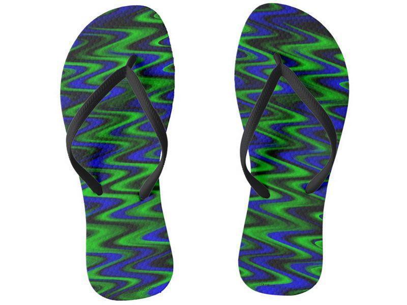 Flip Flops-WAVY #1 Slim-Strap Flip Flops-Blues &amp; Greens-from COLORADDICTED.COM-