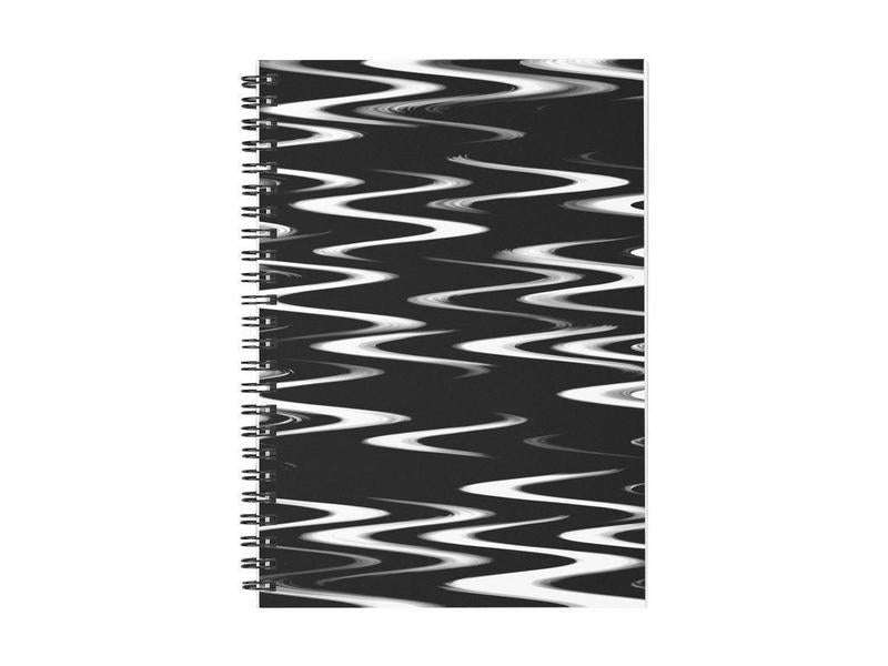 Spiral Notebooks-WAVY #1 Spiral Notebooks-Black &amp; White-from COLORADDICTED.COM-